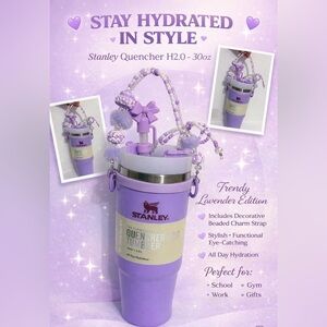Stanley Lavender Quencher Tumbler with Beaded Charm